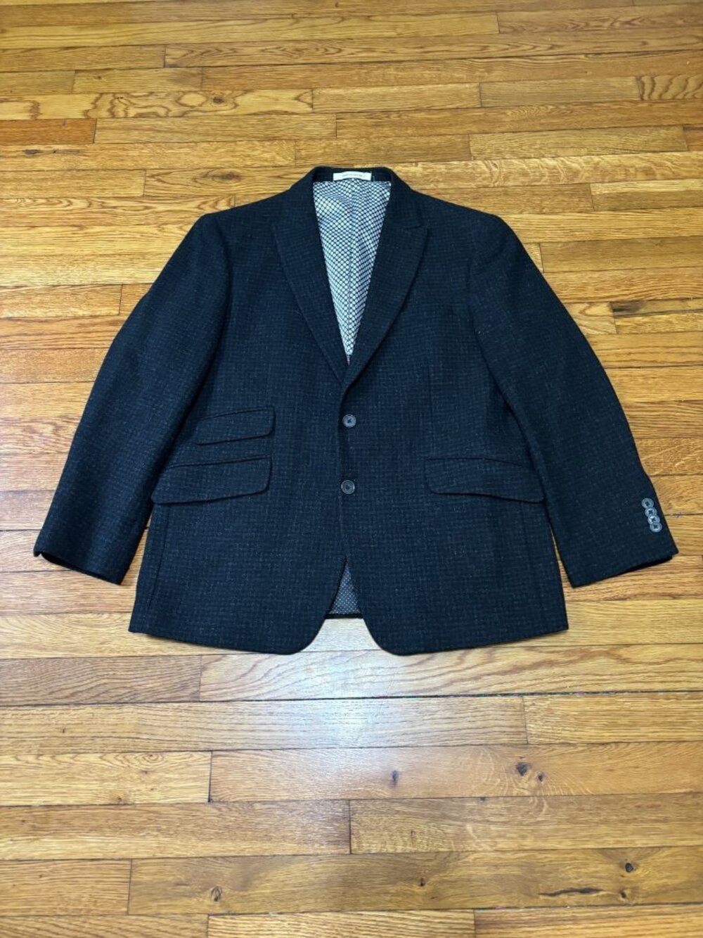 Joseph Abboud Mens Blazer Jacket Size 42S Gray Tweed Plaid Slim Fit Sport Coat